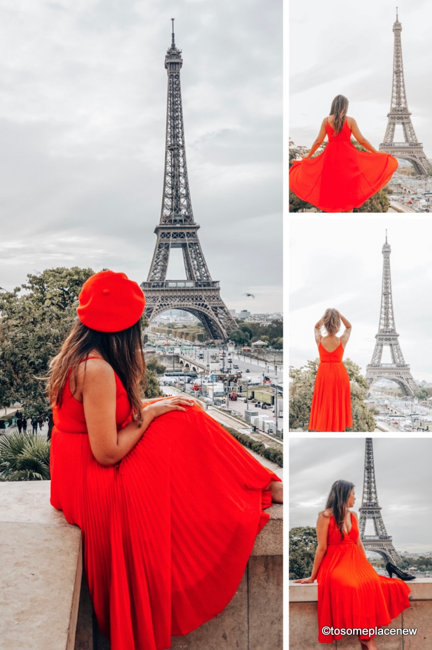 埃菲尔铁塔和埃菲尔铁塔上一个女孩的照片。完美的巴黎4天行程