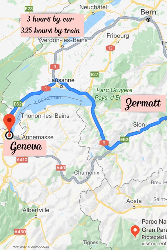 采尔马特到日内瓦地图