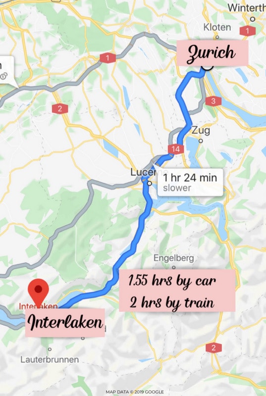 苏黎世到因特拉肯地图-瑞士行程7天